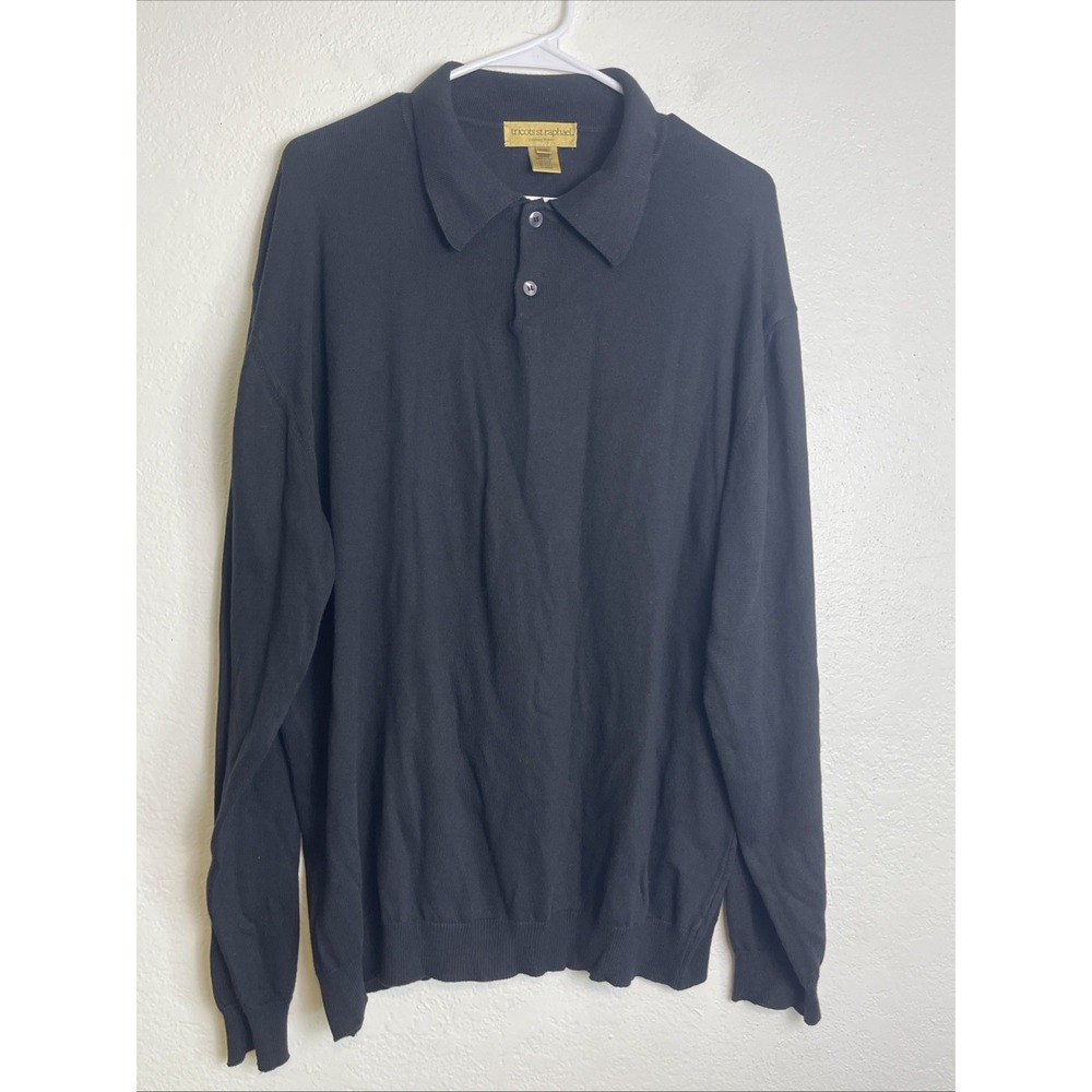 Men's Black Long Sleeve Shirt Sweater Tricots Italy Size XXL Black